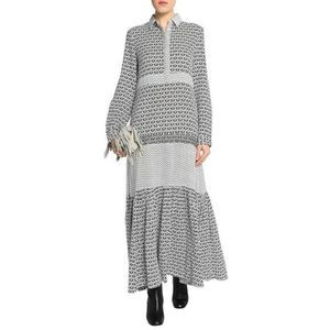 Maje Small White Black Floral Tribal Printed Cotton Gauze Maxi Dress